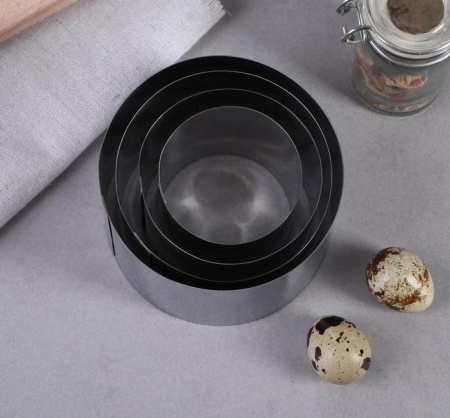 Набор форм для бенто-тортов, высота 5 см, диаметры колец: 10 см, 9 см, 8 см, 6 см