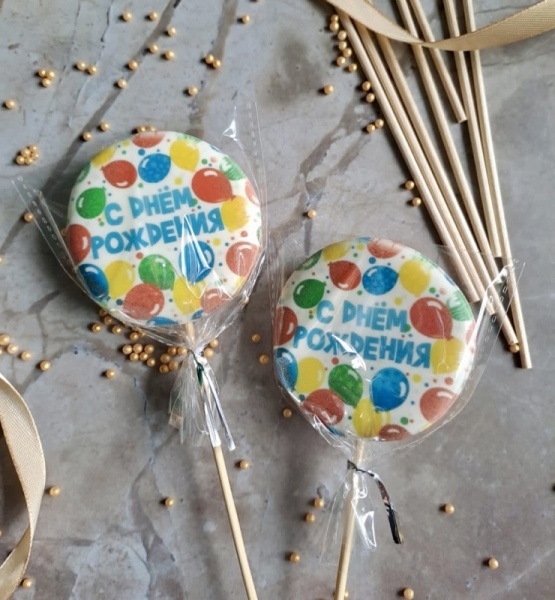 Пряник имбирный круг "С Днем рождения" шары, 6 см, 1 шт