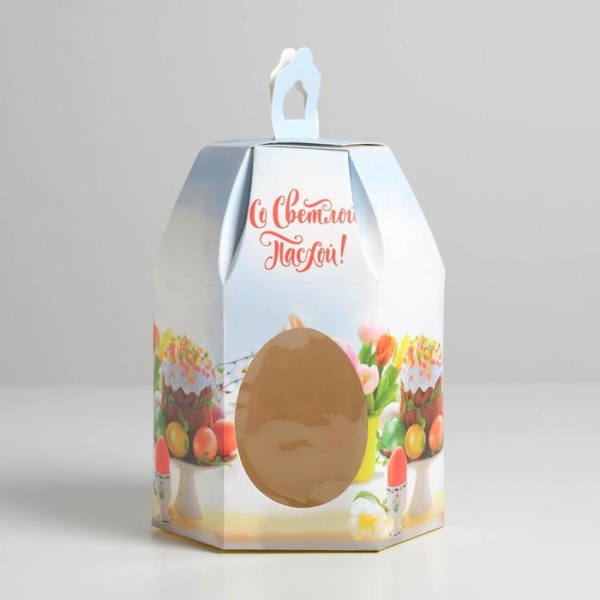 Коробка для кулича с окном «Со Светлой Пасхой», 16,5 × 14,5 × 21 см