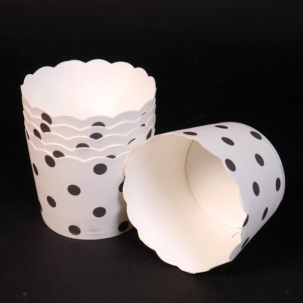 Бумажный стаканчик для кекса d50*45 мм, белый в горох, 1 шт