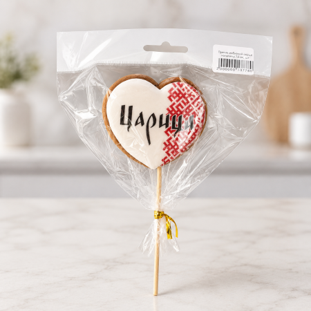 Пряник имбирный сердце "Царица", 7,5 см, 1 шт