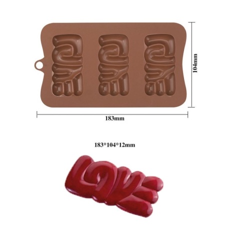 Форма для льда и шоколада «Плитка love» 18,3*10,4
