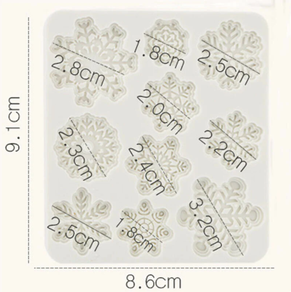 Молд силиконовый "Снежинки 10 в 1"