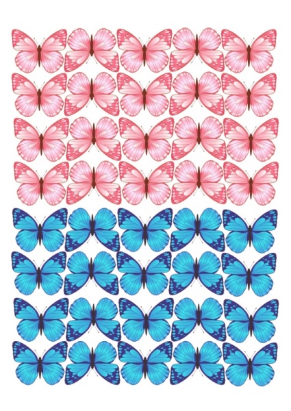 Бабочки разноцветные №4, картинка на сахарной бумаге