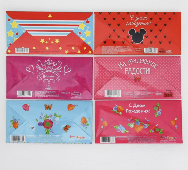 Конверт для денег "Disney" розовый, 17 х 8,5 см, в ассортименте, 1 шт