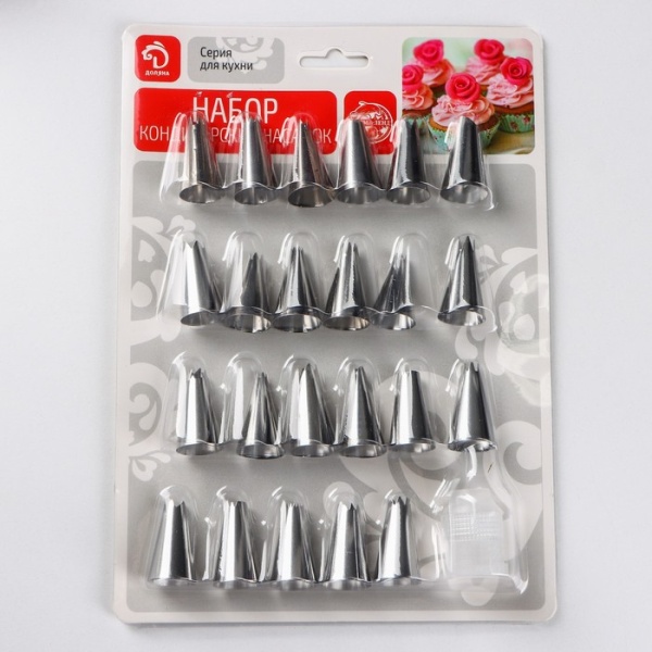 Набор насадок кондитерских Доляна, 24 шт, d=1,5 см, адаптер, насадки в ассортименте