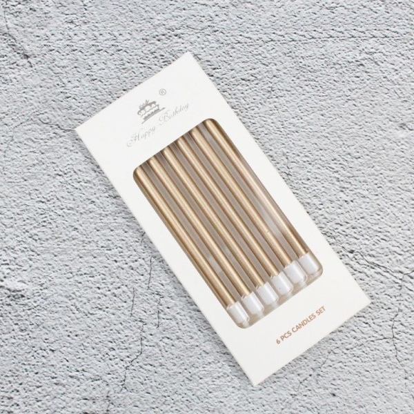 Набор свечей для торта «Happy Birthday, 6 в 1», 10,5 см, бронзовый металлик