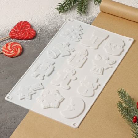 Форма для льда и шоколада «Новый год» большая, 29,3×17,3 см, 12 ячеек