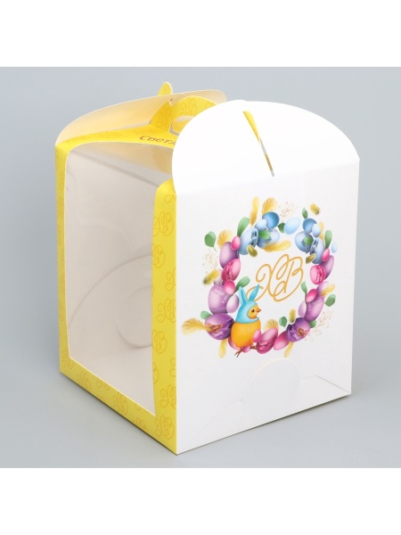 Коробка для кулича с окном «ХВ», 15 × 15 × 18 см