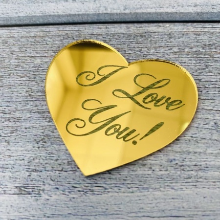 Акриловый топпер сердце "I Love you", золото