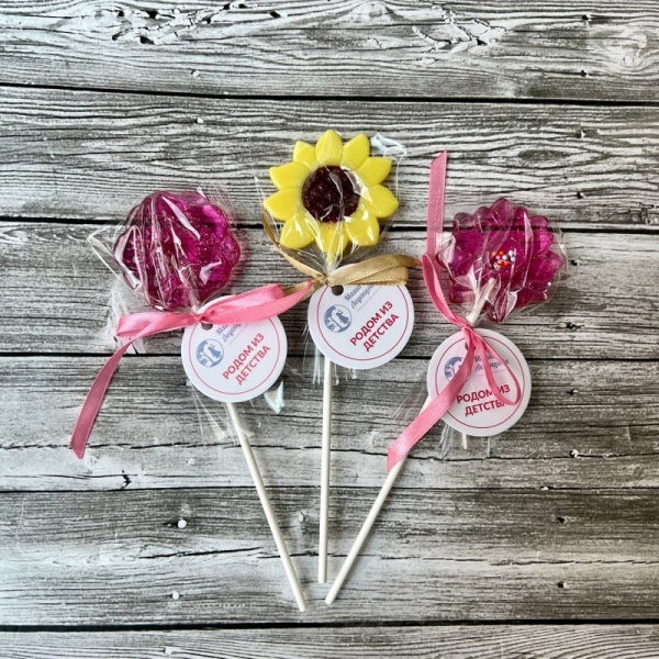 Леденец из изомальта "Цветочек", цвет микс, 4 см