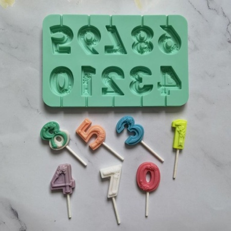 Силиконовая форма для леденцов «Цифры фактурные», 10 ячеек