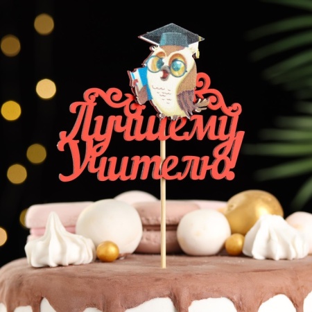 Топпер деревянный «Лучшему учителю» с совой
