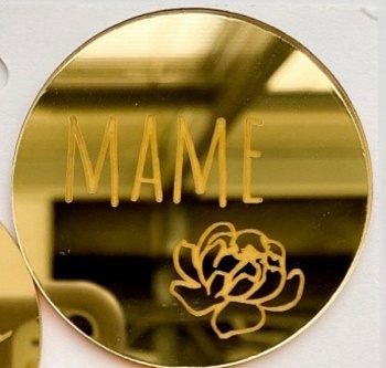 Топпер "Маме" с цветком, 5 см, золотой