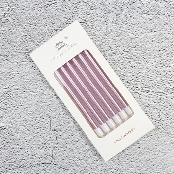 Набор свечей для торта «Happy Birthday, 6 в 1», 10,5 см, розовый металлик