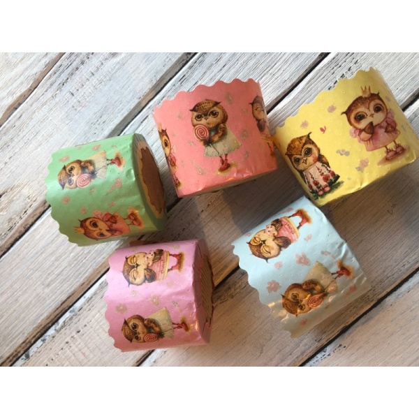 Форма бумажная для кулича на 100 гр Совушки, d70*60 мм