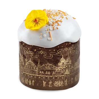 Форма бумажная для кулича на 200 гр Храм золотой, d90xh90 мм