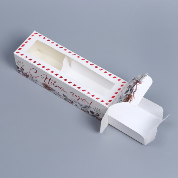 Коробка для макарон «Снежный венок», 180*55*55 мм