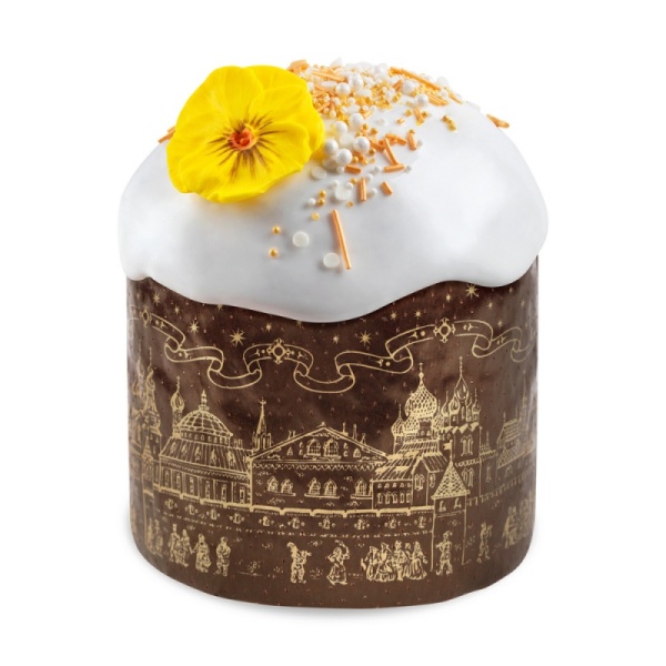 Форма бумажная для кулича на 200 гр Храм золотой, d90xh90 мм