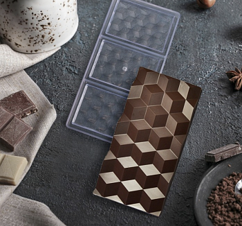 Форма поликарбонатная «Плитка шоколада», 3 ячейки, 27,4×13,5×2,5 см