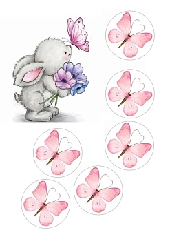 Зайка №3, картинка на сахарной бумаге