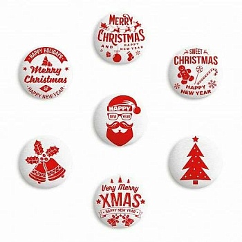 Сахарные фигурки медальоны Мэри Кристмас, 5 шт