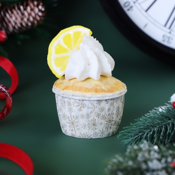 Капсула бумажная Маффин d50*40 мм, Снежинки, 1 шт