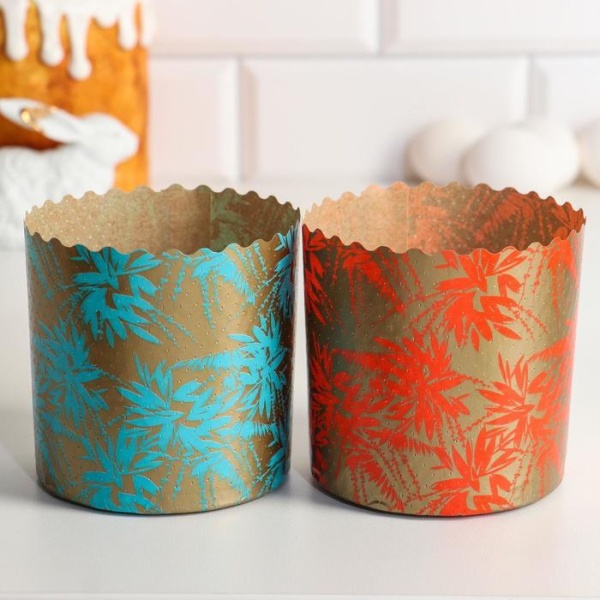 Форма бумажная для кулича на 150 гр Сказочный лес, d70xh85 мм