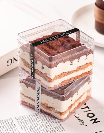 Креманка для десертов с крышкой квадратная CAKE BOX (кейк бокс), 350 мл
