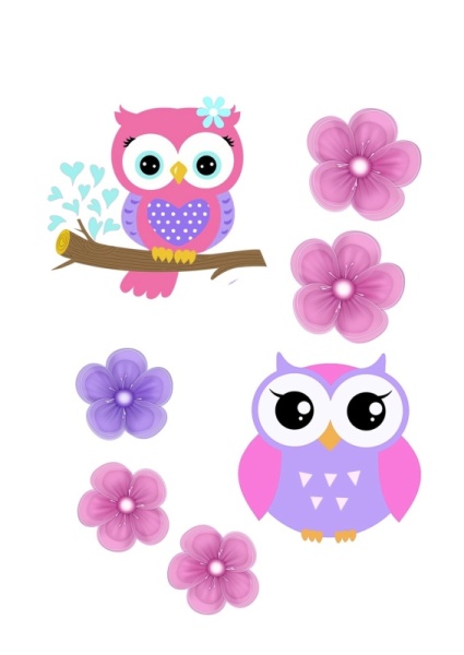 Совушки №1, картинка на сахарной бумаге