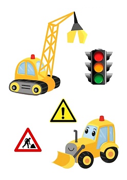Строительная техника №6, картинка на сахарной бумаге