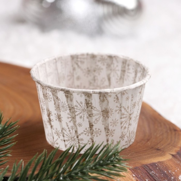 Капсула бумажная Маффин d50*40 мм, Снежинки, 1 шт