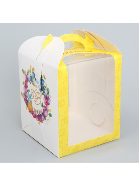 Коробка для кулича с окном «ХВ», 15 × 15 × 18 см