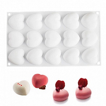 Форма для муссовых десертов  и выпечки "Сердечки 15 в 1"  29,8*17,3