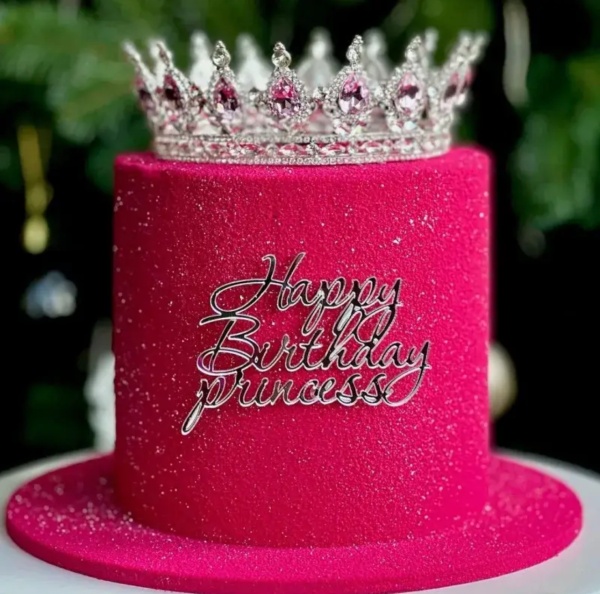 Декоративная корона для торта, 12,5 см, золото с розовыми камнями