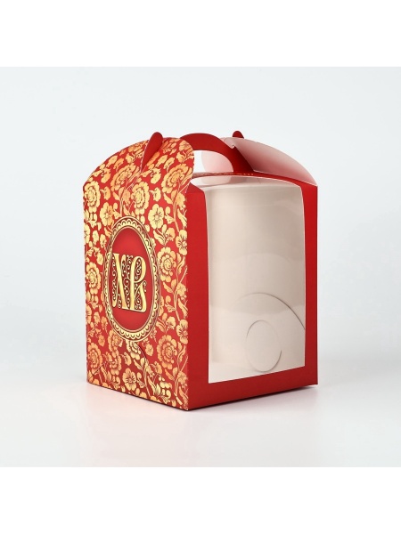 Коробка для кулича с окном "Пасхальная" 15*15*18 см