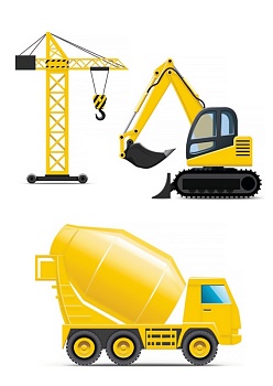 Строительная техника №3, картинка на сахарной бумаге