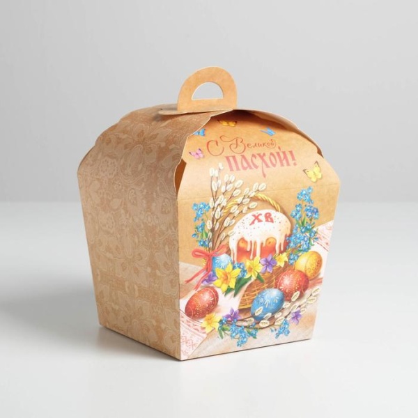 Коробка для кулича с окном «С Великой Пасхой», 17 х 17 х 26 см