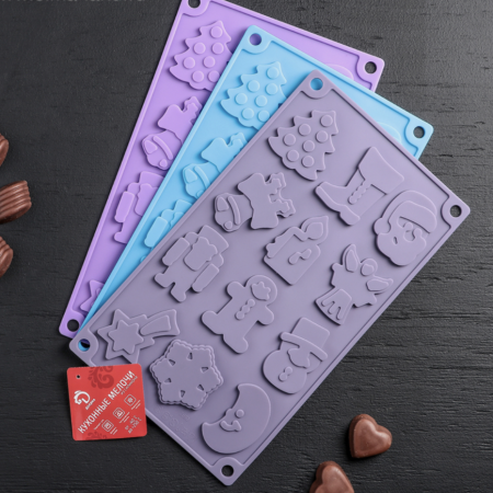 Форма для льда и шоколада «Новый год» большая, 29,3×17,3 см, 12 ячеек