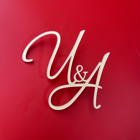 Акриловый топпер по индивидуальным размерам, Инициалы, 10*11 см