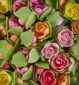 Цветы вафельные розовые "Роза на трилистнике ", 1 шт