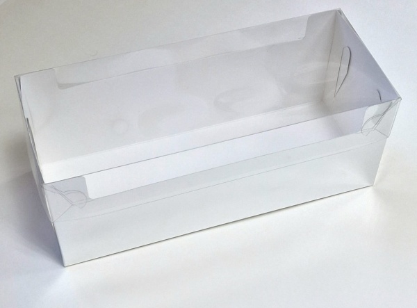 Коробка для рулета с пластиковой крышкой (две части) 300*120*120 мм, белая