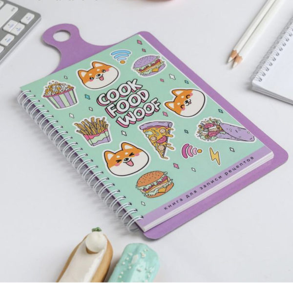 Кулинарная книга для записей на картонной доске, с наклейками, 60 листов Cook book woof