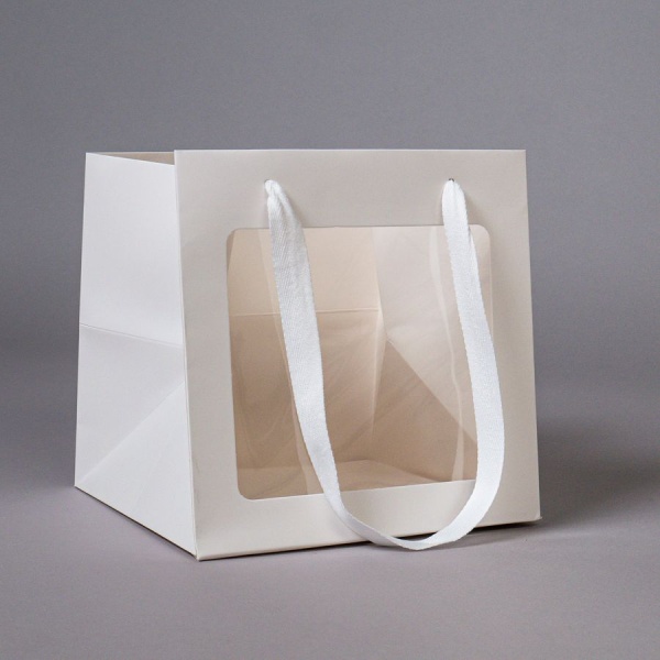 Пакет для торта с окном и квадратным дном 30х30х30 см, белый