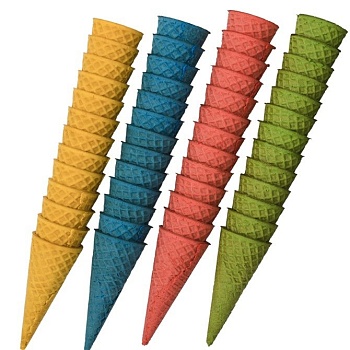 Рожок вафельный 11 см ровный край ЦВЕТНОЙ АССОРТИ, 5 шт