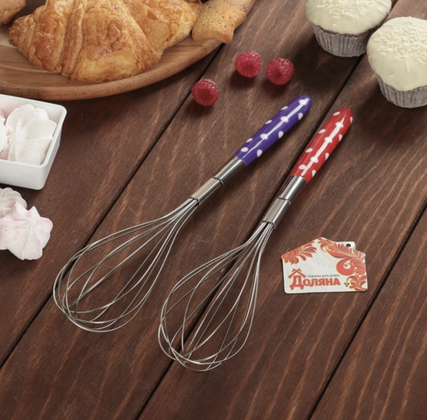 Венчик кулинарный Доляна «Горох», 26 см, цвет МИКС Венчик кулинарный Доляна «Горох», 26 см, цвет МИКС