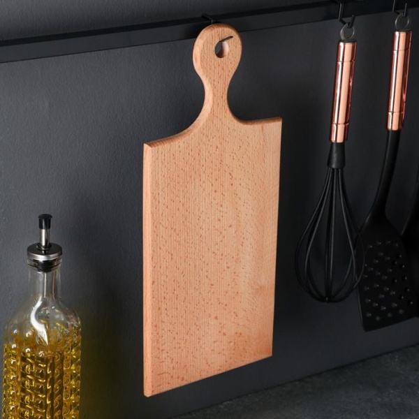 Доска разделочная, прямоугольная с ручкой, 36 х 16 см, цельный массив бука