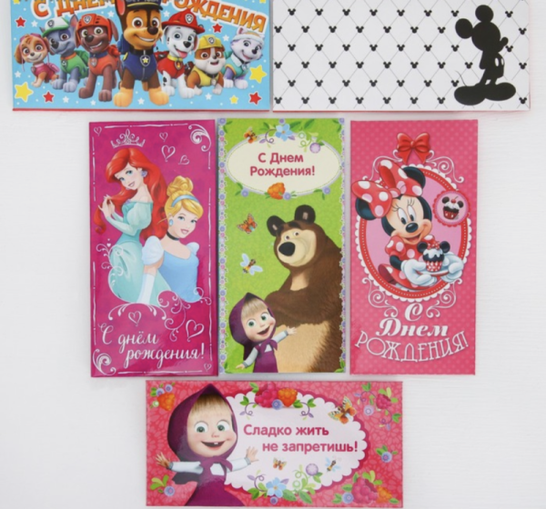 Конверт для денег "Disney" розовый, 17 х 8,5 см, в ассортименте, 1 шт