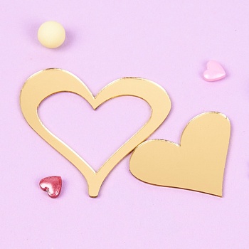 Набор акриловых мини-топперов «Сердца №3», 2 шт, 4-5,5 см, золото