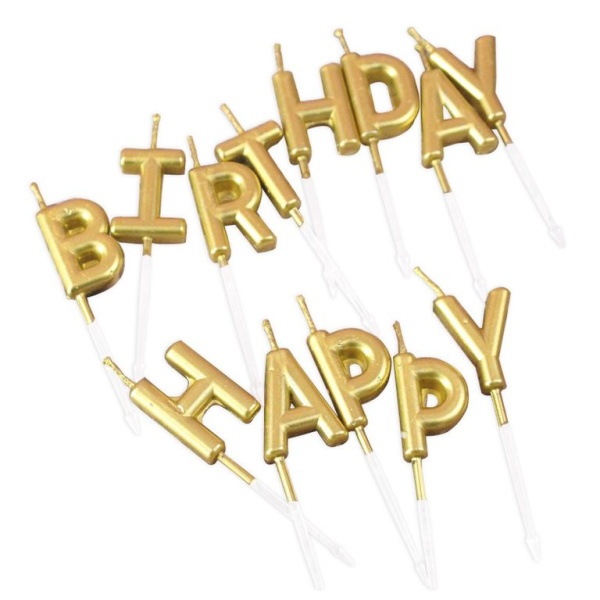 Свечи в торт  "Happy Birthday", 7 см, золотые
